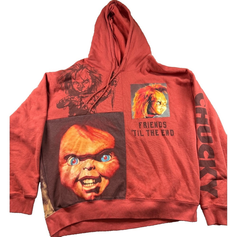 Chucky Hoodie Friends Til The End Horror Movie Graphic Sweatshirt 3XL Red‎